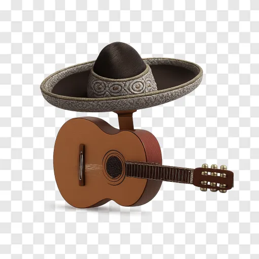 Mexican Ranchera Guitar And Hat PNG