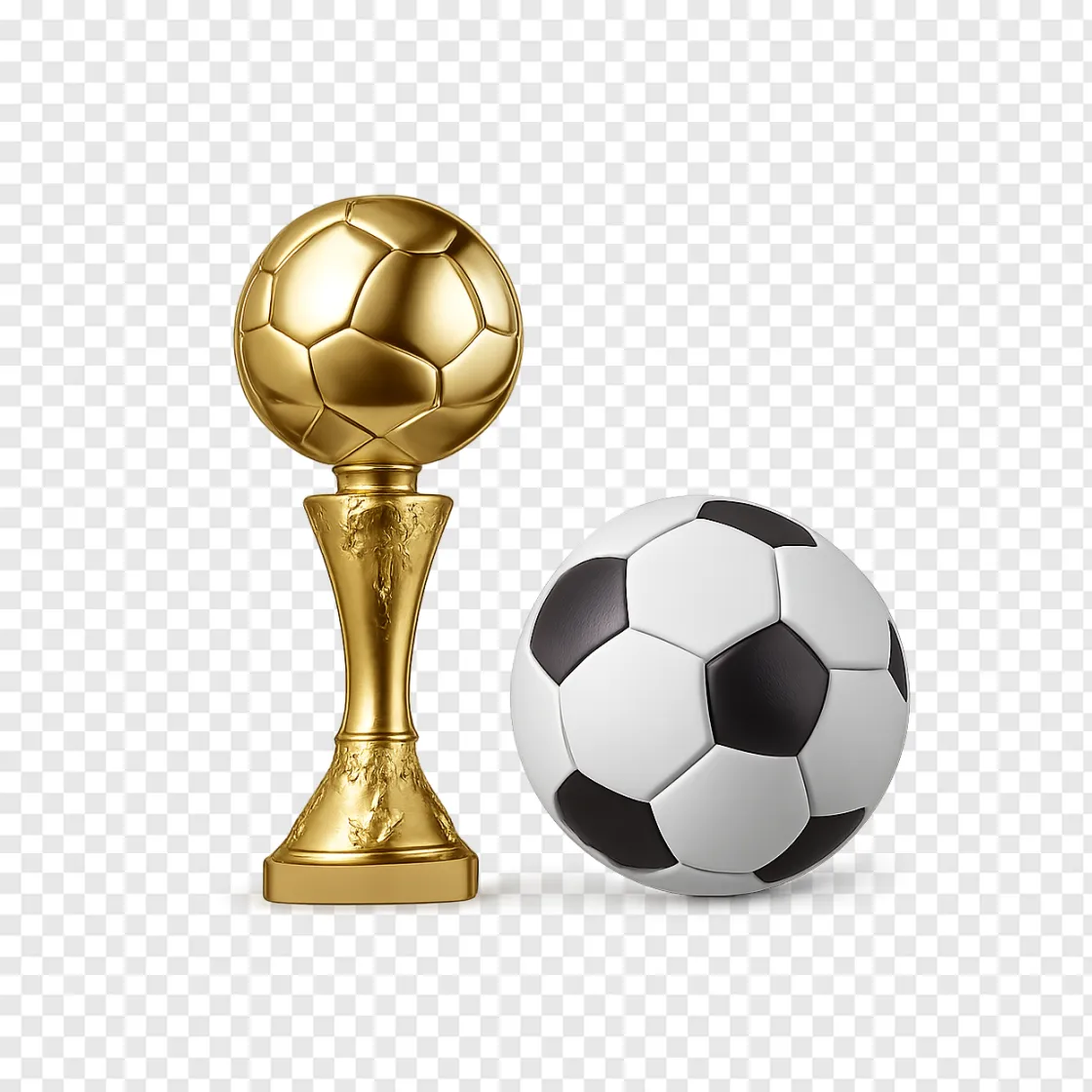 World Cup Soccer Ball And Trophy PNG Image