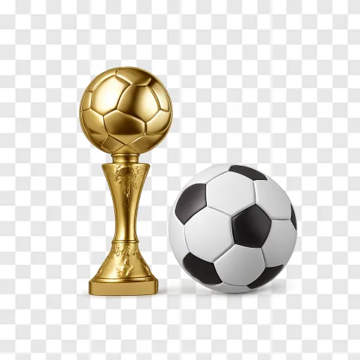 World Cup Soccer Ball And Trophy PNG Image
