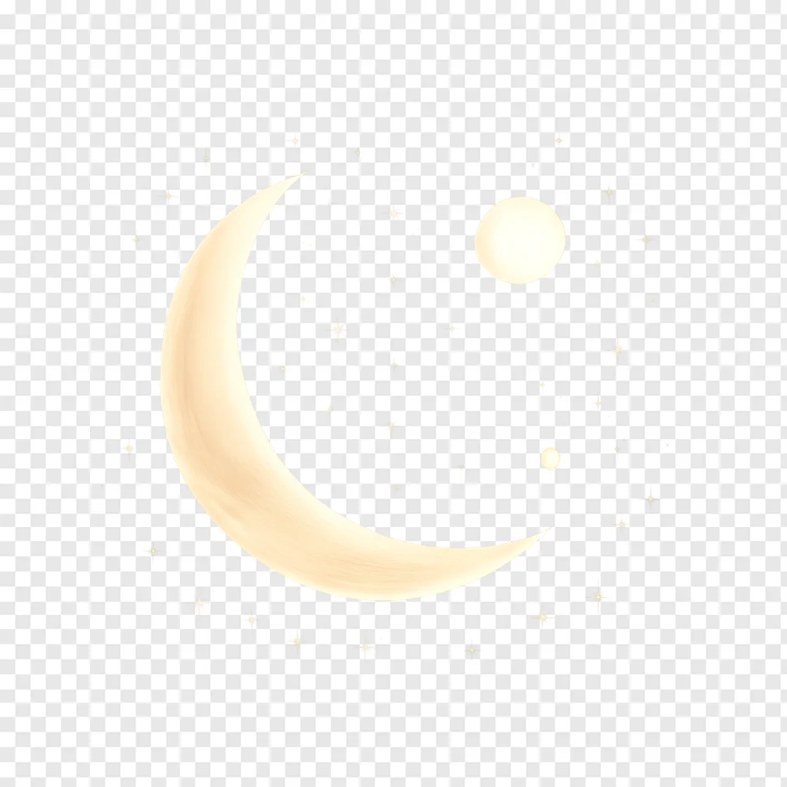 Glowing Crescent Moon And Planets PNG For Astronomy Designs