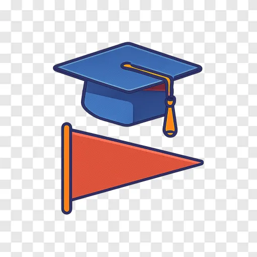 Retro College Pennant And Grad Cap PNG