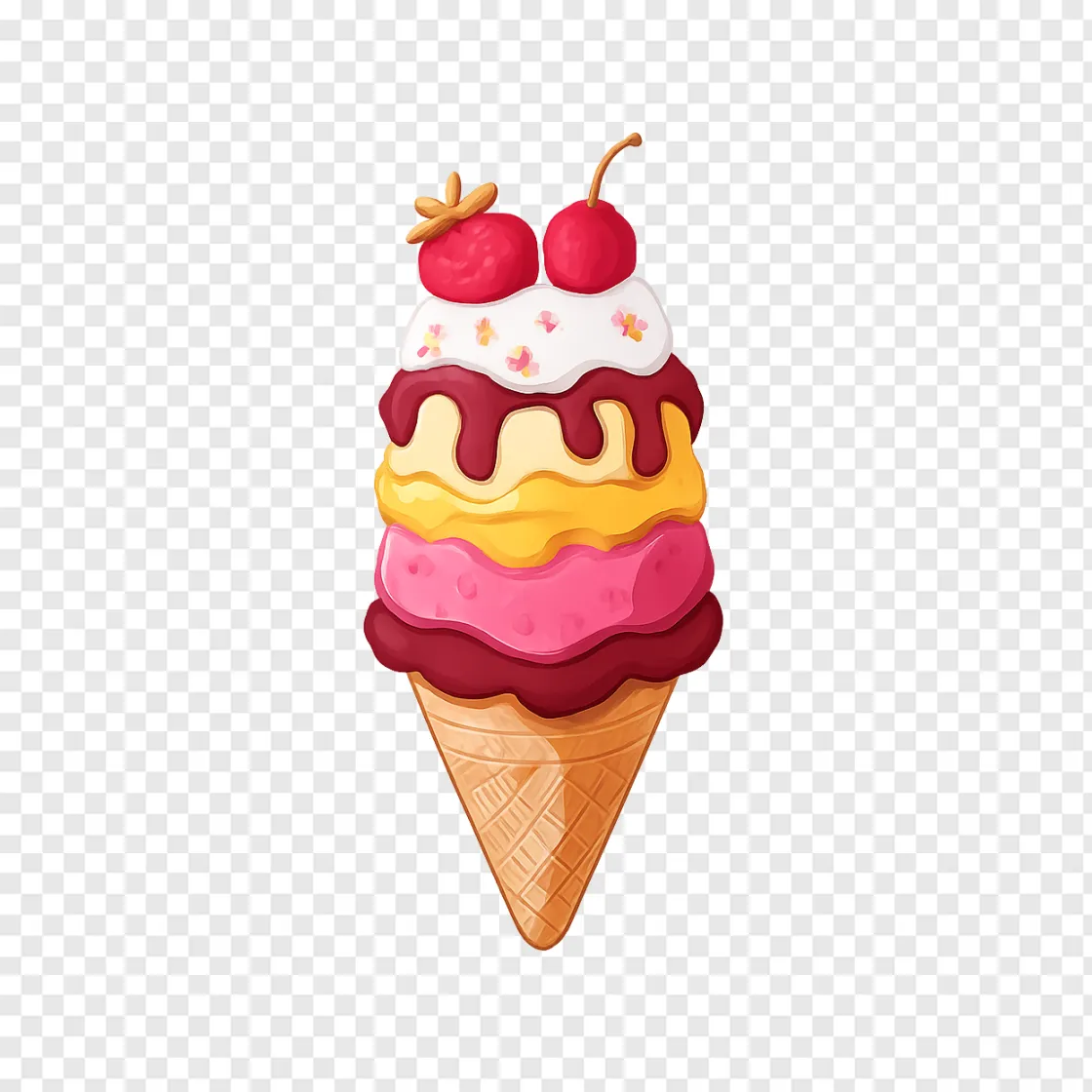 Ice Cream Cone PNG: Sweet Dessert Graphic For Design