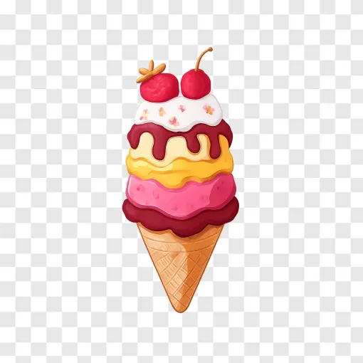 Ice Cream Cone PNG: Sweet Dessert Graphic For Design