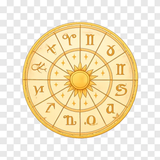 Golden Zodiac Wheel PNG Transparent Image