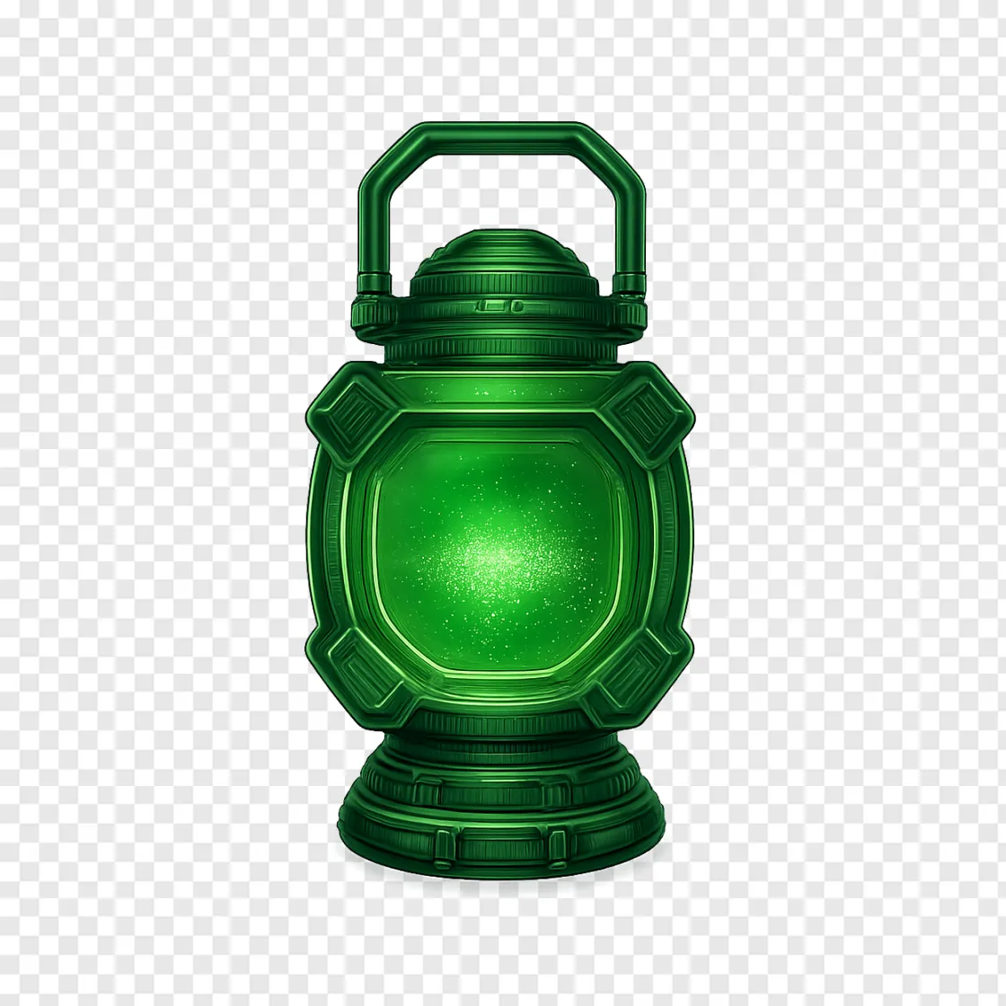 Glowing Green Cosmic Lantern PNG Transparent Image