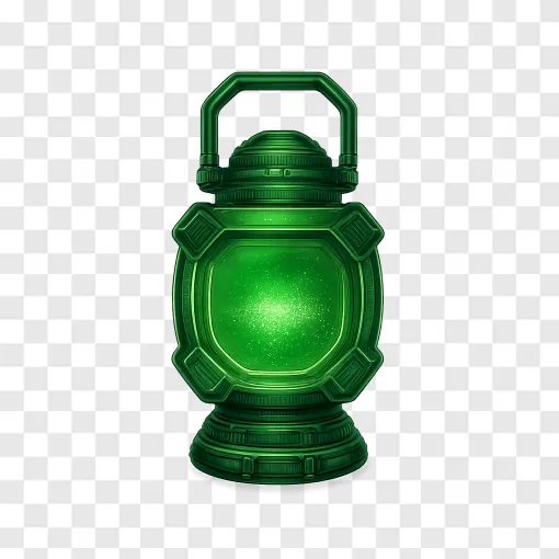 Glowing Green Cosmic Lantern PNG Transparent Image