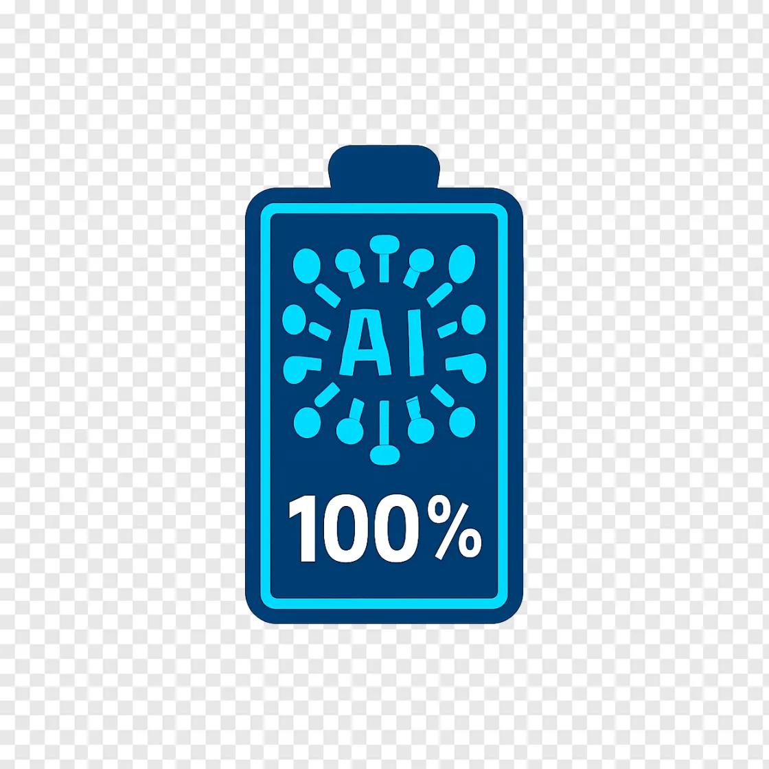 AI Battery Usage Icon PNG Transparent Background