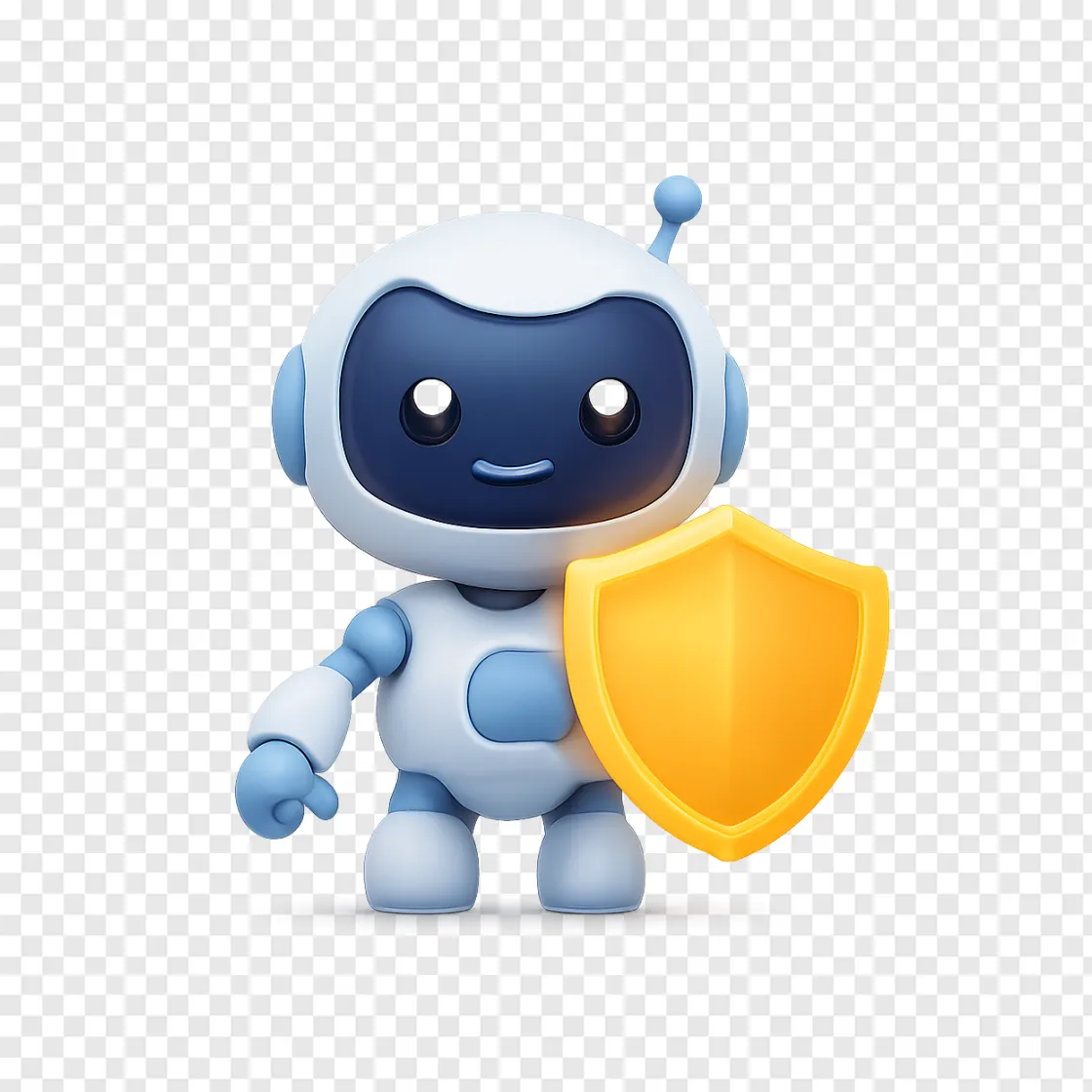 Safe AI Robot Mascot PNG For Tech Concepts