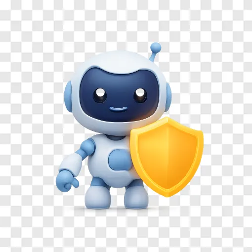 Safe AI Robot Mascot PNG For Tech Concepts