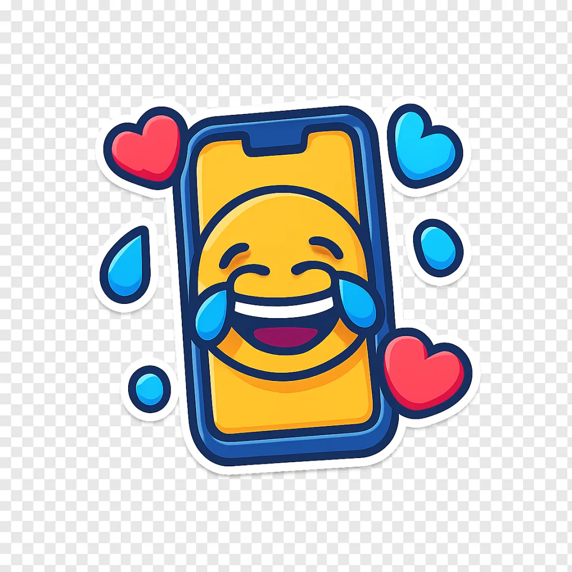Laughing Emoji Phone PNG Transparent Background