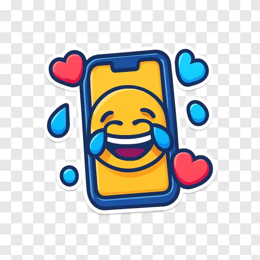 Laughing Emoji Phone PNG Transparent Background