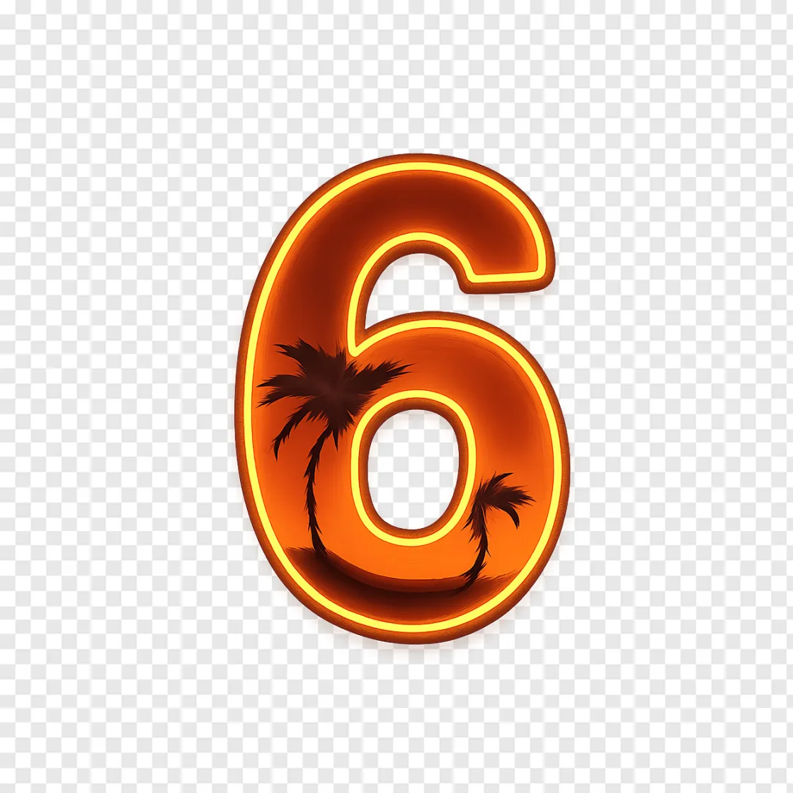 GTA 6 Neon Number PNG Image With Transparent Background