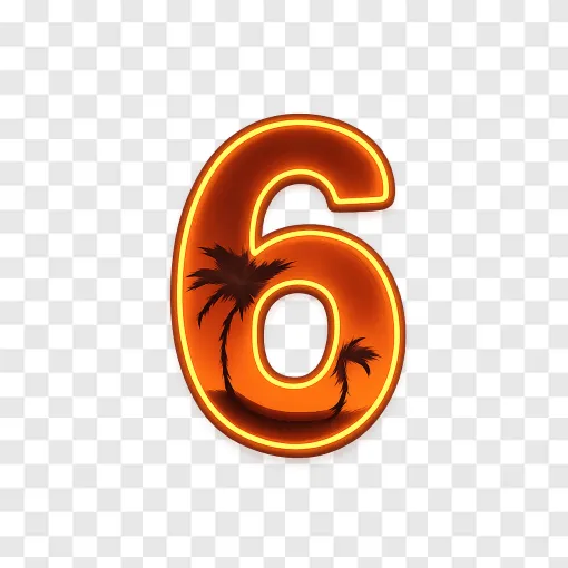 GTA 6 Neon Number PNG Image With Transparent Background
