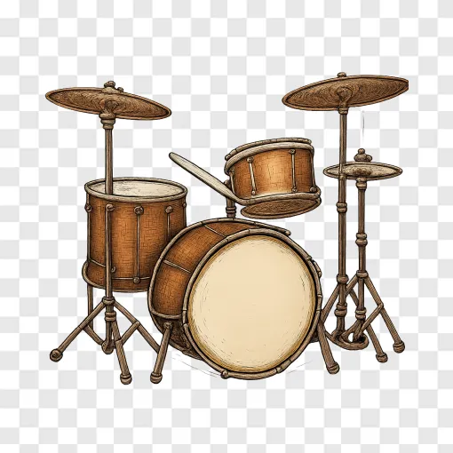 Vintage Rock Drum Kit PNG Transparent Background