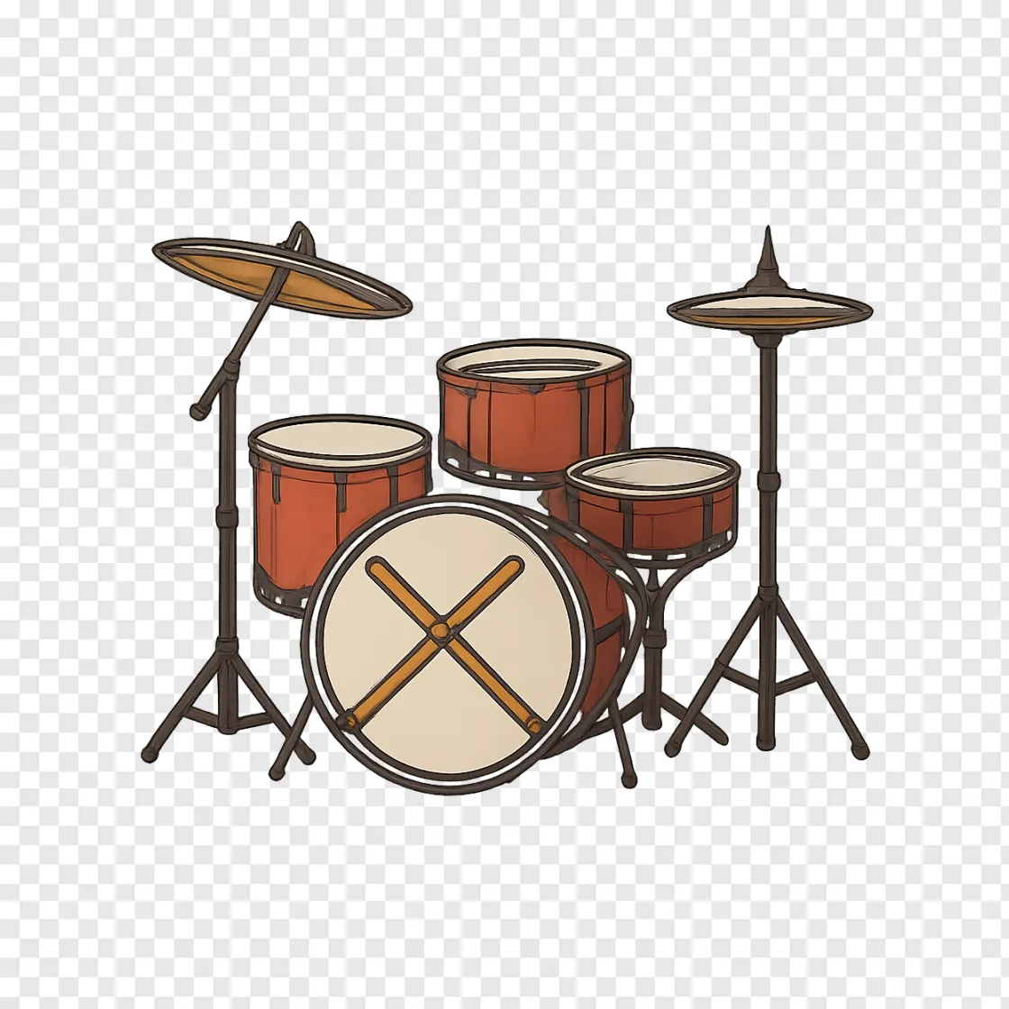 Vintage Drum Kit PNG Transparent Background