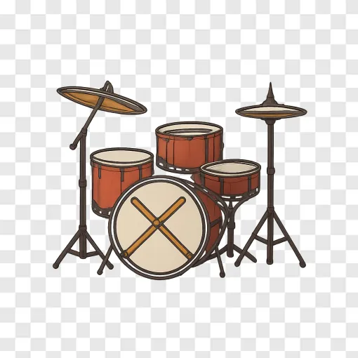 Vintage Drum Kit PNG Transparent Background