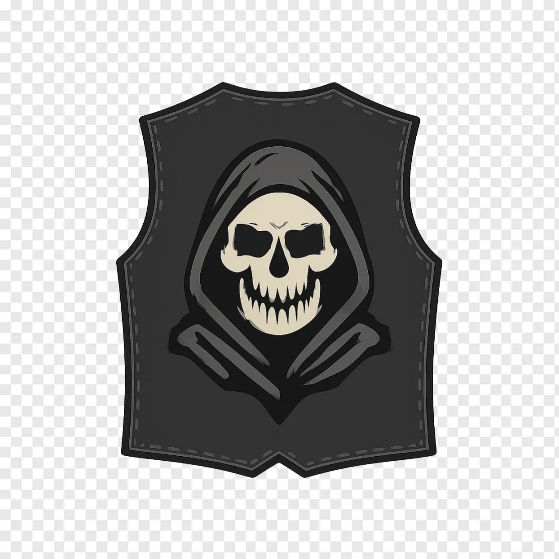 Biker Leather Vest With Skull Logo PNG