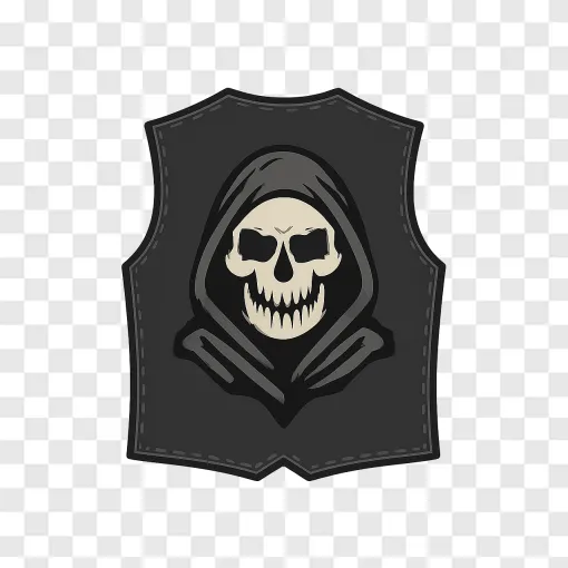 Biker Leather Vest With Skull Logo PNG