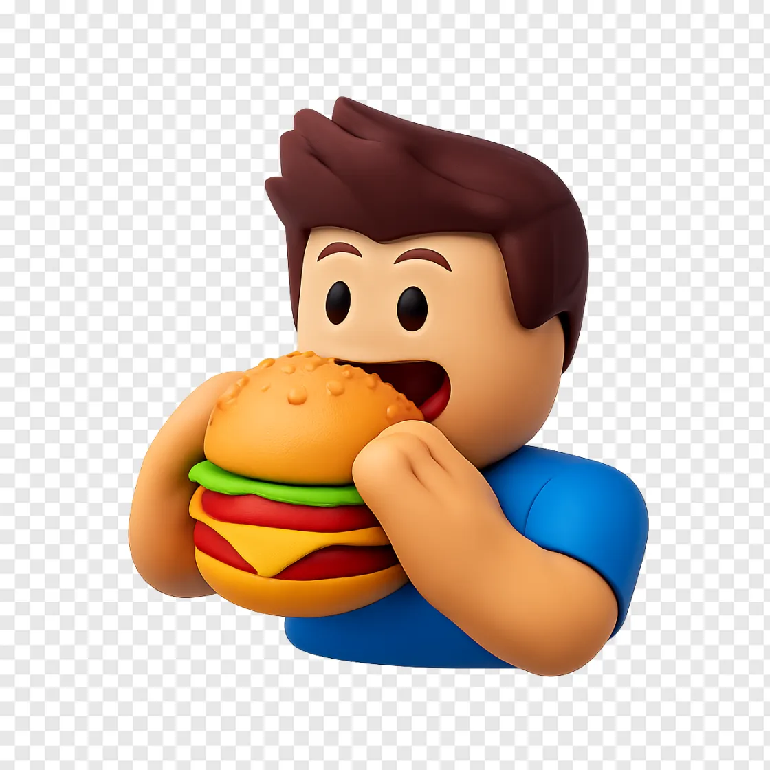 Roblox Avatar Eating Burger PNG Image