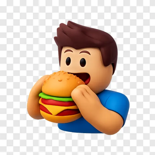 Roblox Avatar Eating Burger PNG Image
