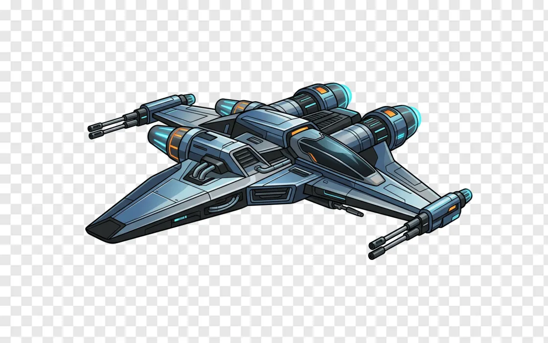 Futuristic Starfighter Spaceship PNG