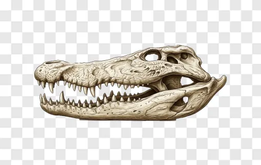 Prehistoric Crocodile Skull PNG Transparent Image