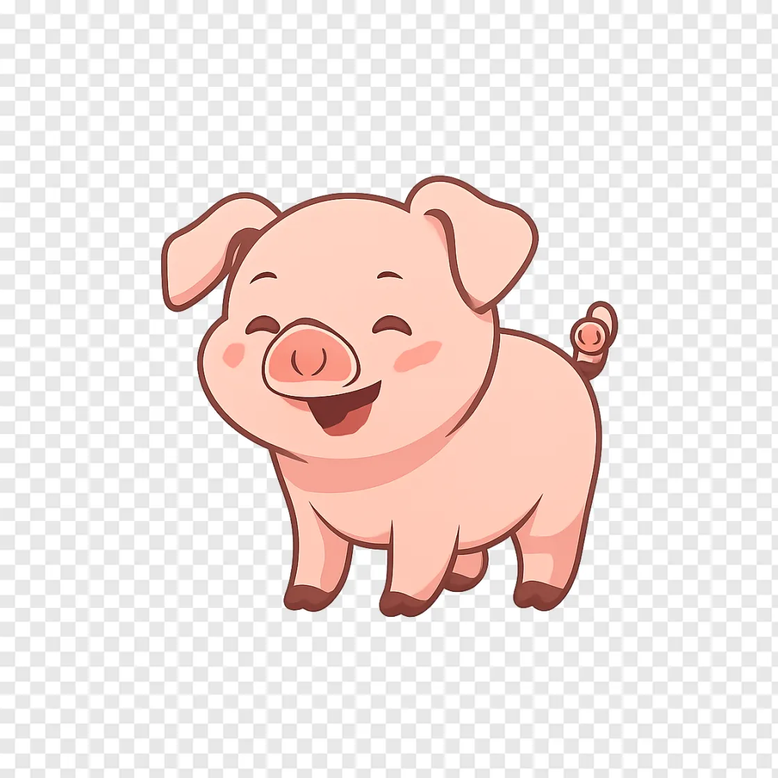 Cute Happy Pig PNG Transparent Background