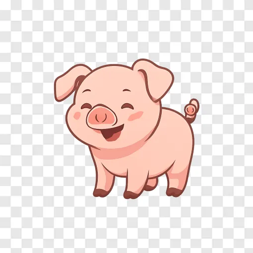 Cute Happy Pig PNG Transparent Background