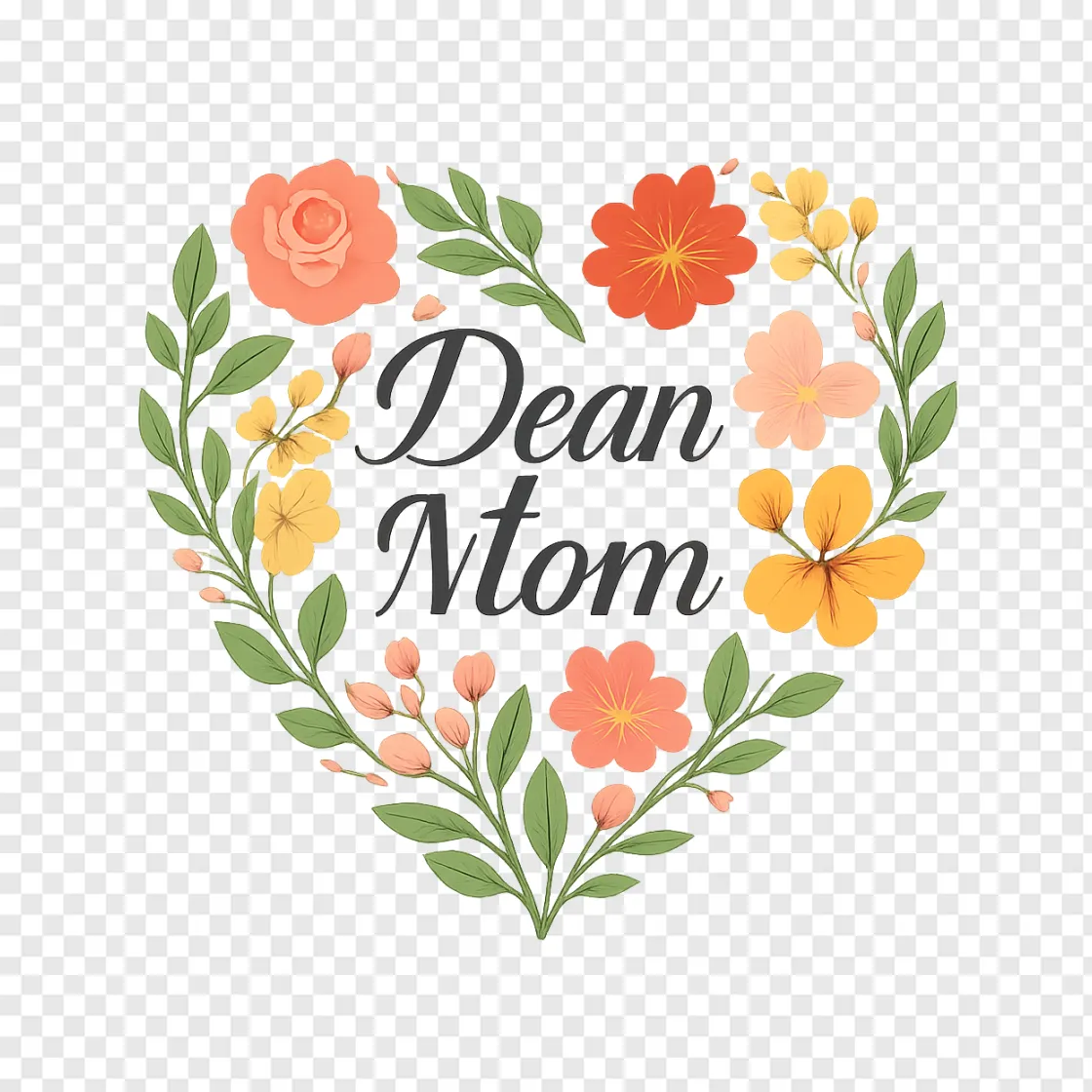 Dear Mom Floral PNG Design For Mother's Day