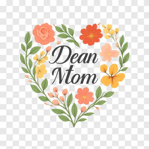 Dear Mom Floral PNG Design For Mother's Day