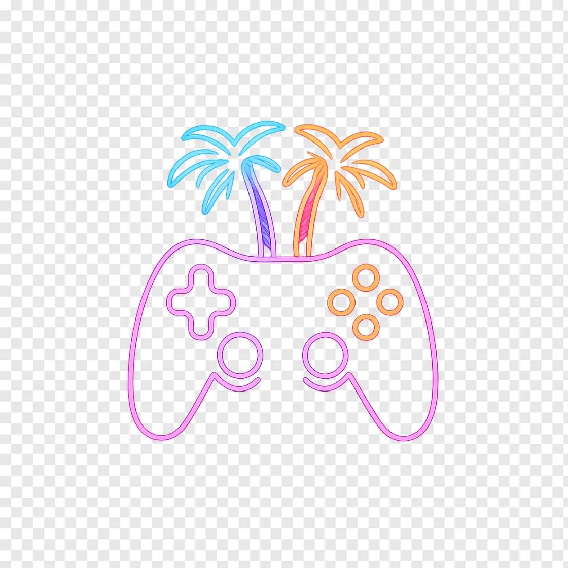 Neon Gaming Controller PNG Transparent Image