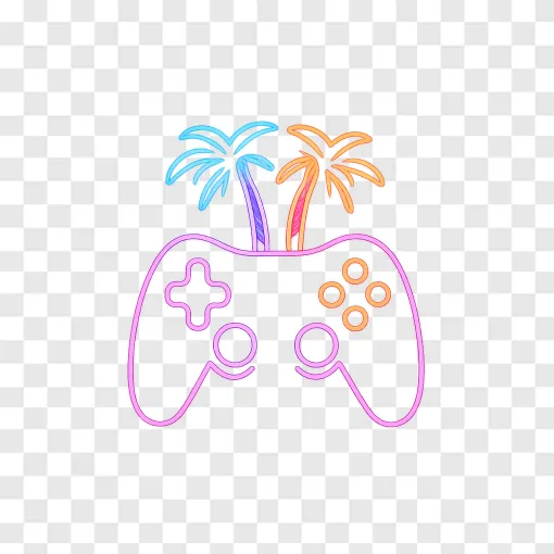 Neon Gaming Controller PNG Transparent Image