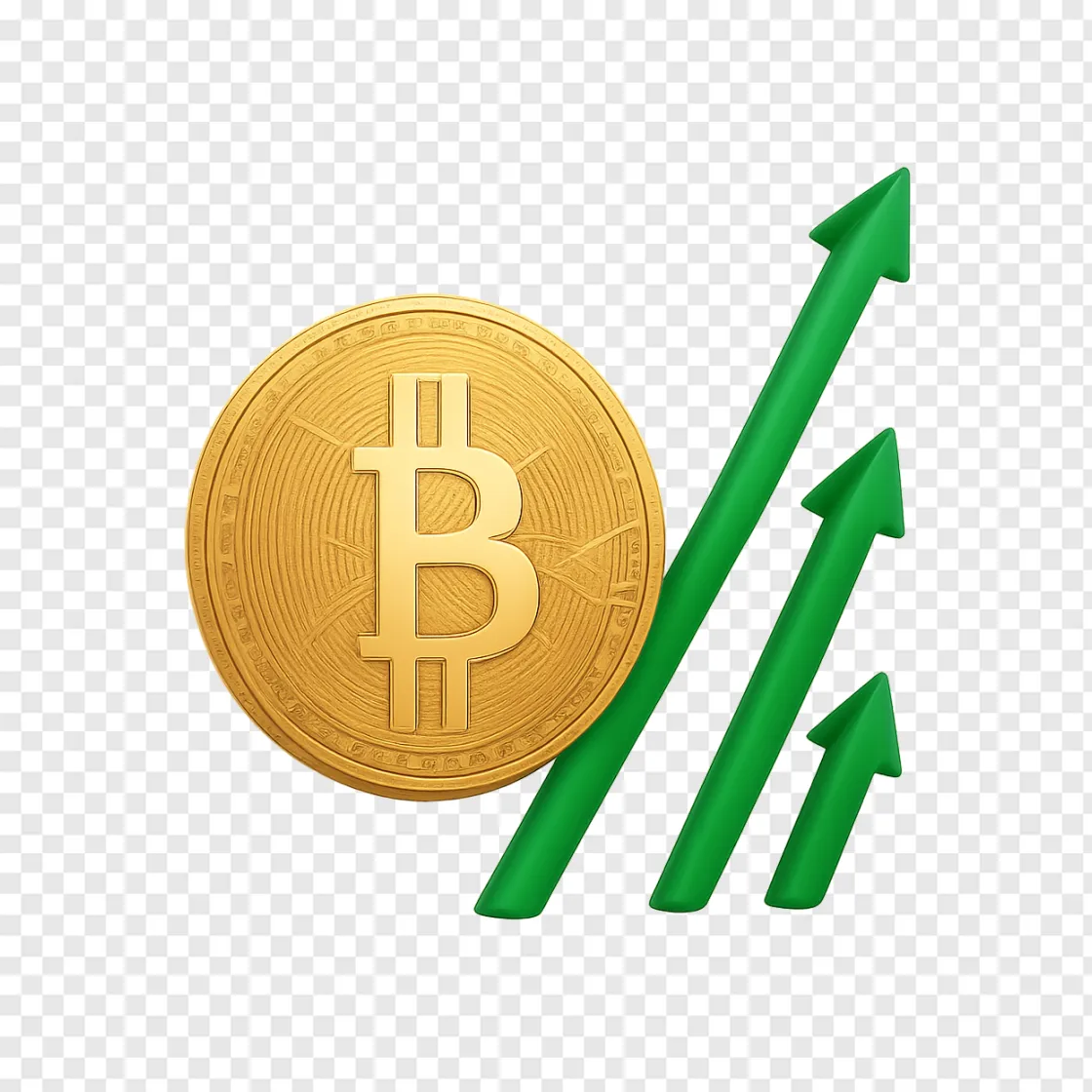 Bitcoin And Stock Market Upward Trend PNG