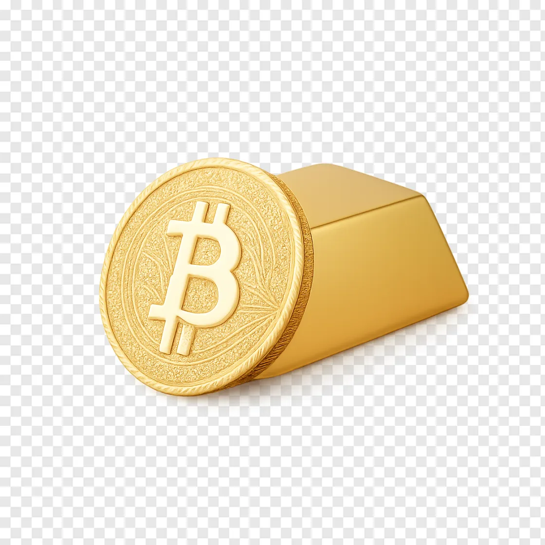 Bitcoin And Gold PNG Image For Financial Designs