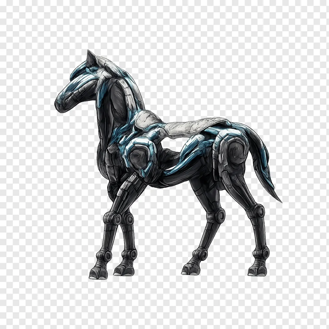 Futuristic Robotic Horse PNG Graphic For Tech Designs
