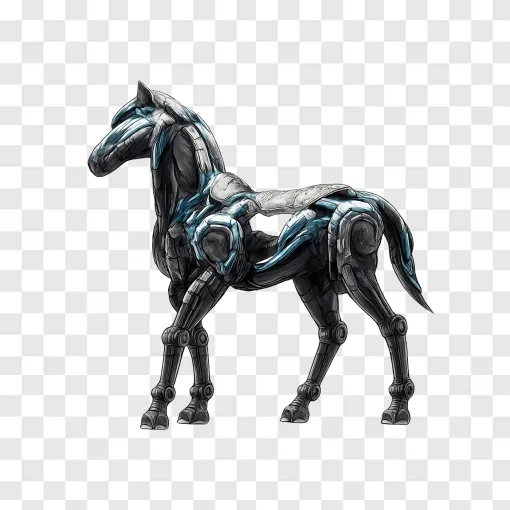 Futuristic Robotic Horse PNG Graphic For Tech Designs