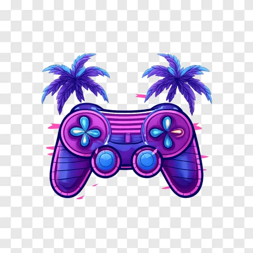 Neon Gaming Controller PNG Transparent Image