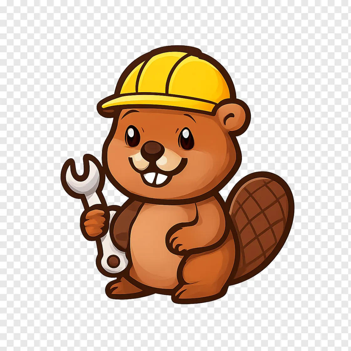 Cute Beaver Mascot PNG Image For Design