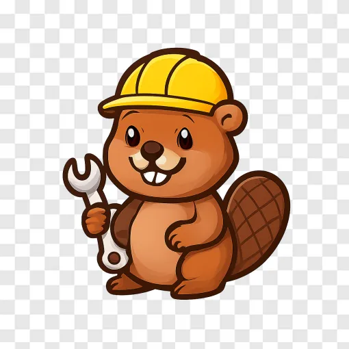 Cute Beaver Mascot PNG Image For Design
