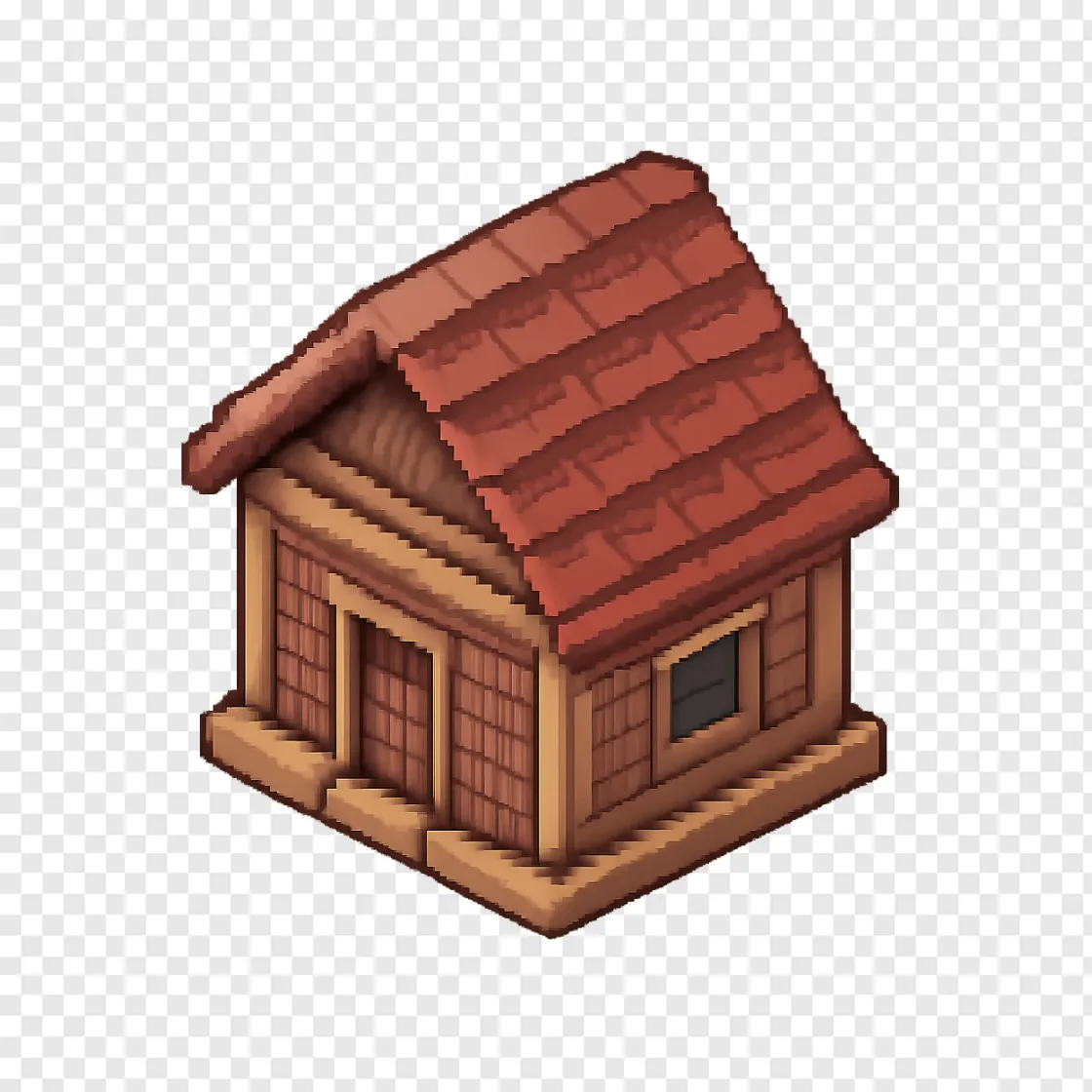 Retro Block House PNG Free Download