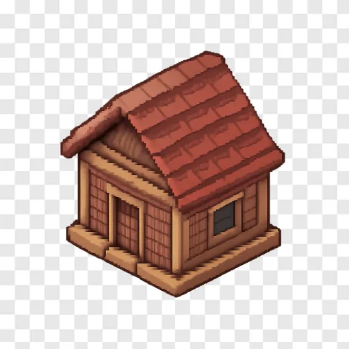 Retro Block House PNG Free Download