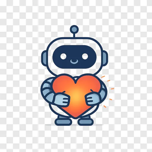 Cute AI Robot Hugging Face PNG Transparent