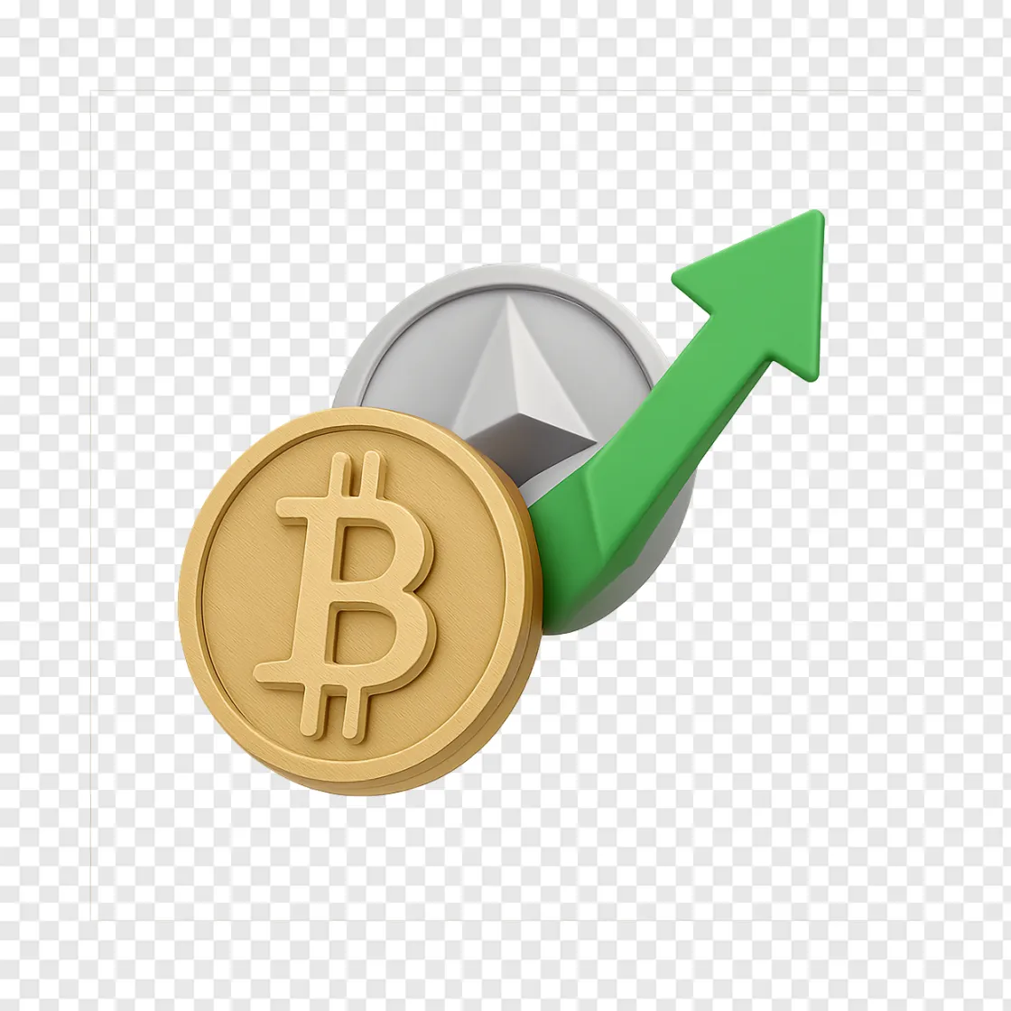 Crypto Coins And Bullish Chart PNG