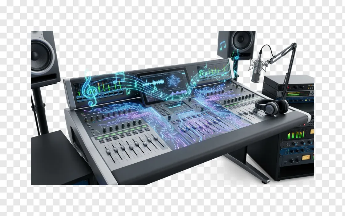 AI Music Production Studio Equipment PNG