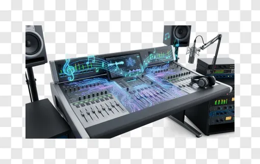 AI Music Production Studio Equipment PNG