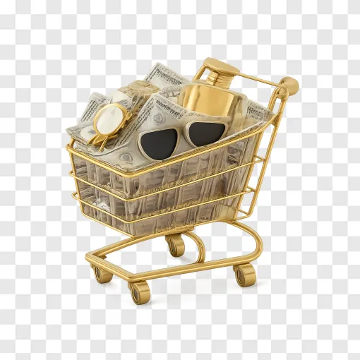 Shopping Cart With Money PNG Transparent Background