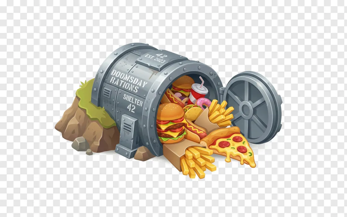 Doomsday Bunker & Fast Food PNG Design