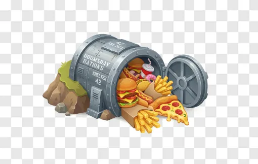 Doomsday Bunker & Fast Food PNG Design
