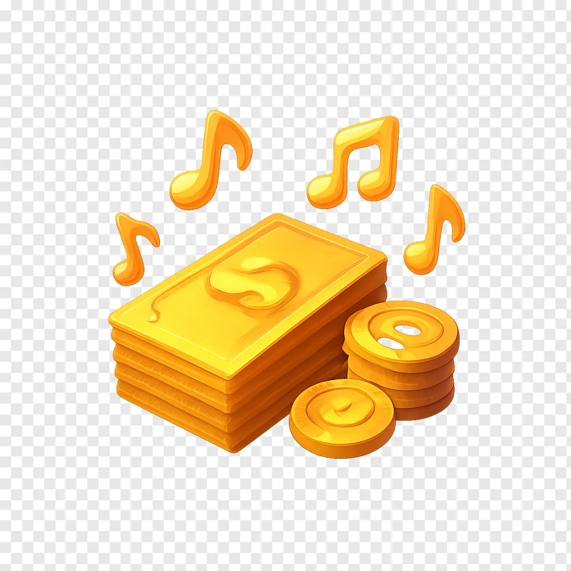 Golden Money Stack PNG Music Visualizer Graphic
