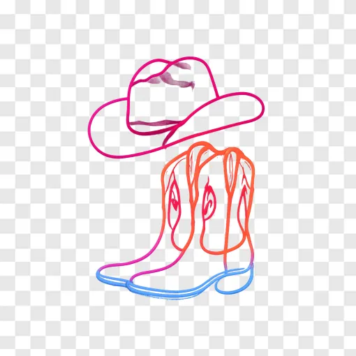 Neon Cowboy Hat PNG Graphic For Music Fans